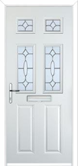 2 Panel 4 Square Zinc/Brass Art Clarity Composite Front Door in White
