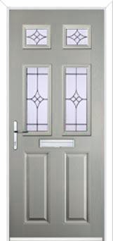 2 Panel 4 Square Elegance Composite Front Door in Agate Grey