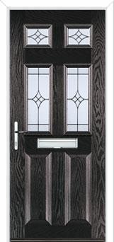2 Panel 4 Square Elegance Composite Front Door in Black Brown