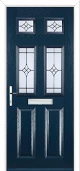 2 Panel 4 Square Elegance Composite Front Door in Dark Blue