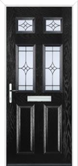 2 Panel 4 Square Elegance Composite Front Door in Black