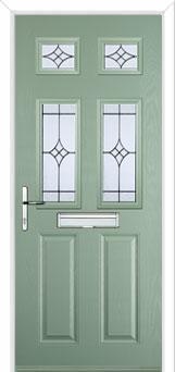 2 Panel 4 Square Elegance Composite Front Door in Chartwell Green