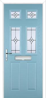 2 Panel 4 Square Elegance Composite Front Door in Duck Egg Blue