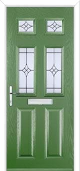 2 Panel 4 Square Elegance Composite Front Door in Fern Green