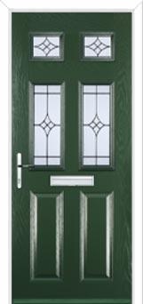 2 Panel 4 Square Elegance Composite Front Door in Green