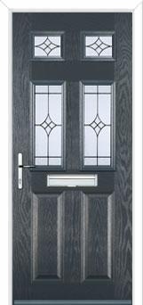 2 Panel 4 Square Elegance Composite Front Door in Anthracite Grey