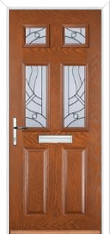 2 Panel 4 Square Elegance Composite Front Door in Oak