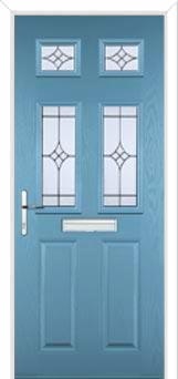 2 Panel 4 Square Elegance Composite Front Door in Pastel Blue
