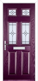 2 Panel 4 Square Elegance Composite Front Door in Purple Violet