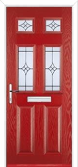 2 Panel 4 Square Elegance Composite Front Door in Red