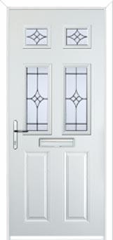 2 Panel 4 Square Elegance Composite Front Door in White