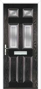 2 Panel 4 Square Enfield Composite Front Door in Black Brown