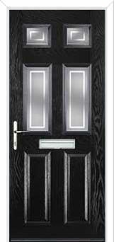 2 Panel 4 Square Enfield Composite Front Door in Black