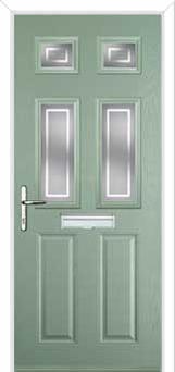2 Panel 4 Square Enfield Composite Front Door in Chartwell Green
