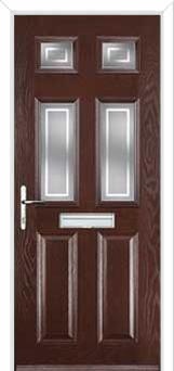 2 Panel 4 Square Enfield Composite Front Door in Darkwood