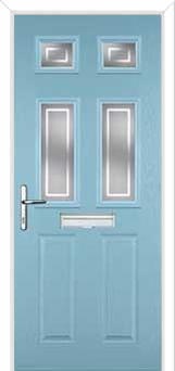 2 Panel 4 Square Enfield Composite Front Door in Duck Egg Blue