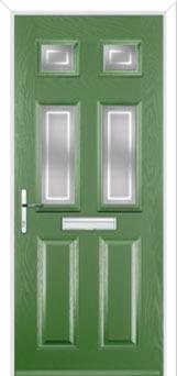 2 Panel 4 Square Enfield Composite Front Door in Fern Green