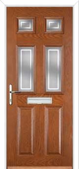 2 Panel 4 Square Enfield Composite Front Door in Oak