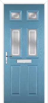 2 Panel 4 Square Enfield Composite Front Door in Pastel Blue