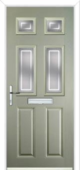 2 Panel 4 Square Enfield Composite Front Door in Pebble Grey