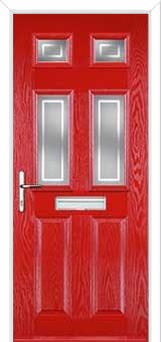 2 Panel 4 Square Enfield Composite Front Door in Poppy Red