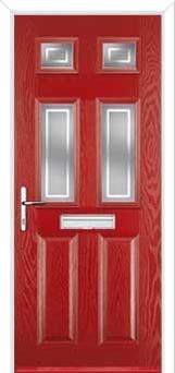 2 Panel 4 Square Enfield Composite Front Door in Red