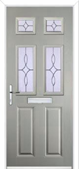 2 Panel 4 Square Flair Composite Front Door in Agate Grey