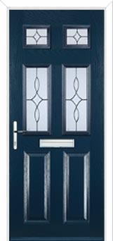 2 Panel 4 Square Flair Composite Front Door in Dark Blue