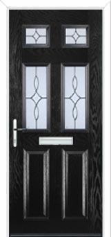 2 Panel 4 Square Flair Composite Front Door in Black