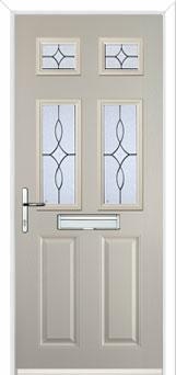 2 Panel 4 Square Flair Composite Front Door in Cream