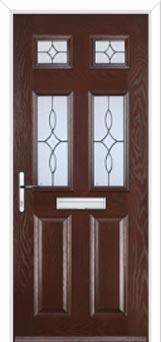2 Panel 4 Square Flair Composite Front Door in Darkwood