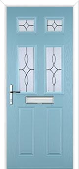 2 Panel 4 Square Flair Composite Front Door in Duck Egg Blue