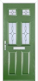 2 Panel 4 Square Flair Composite Front Door in Fern Green