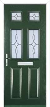 2 Panel 4 Square Flair Composite Front Door in Green