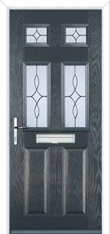 2 Panel 4 Square Flair Composite Front Door in Anthracite Grey
