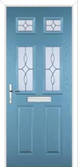 2 Panel 4 Square Flair Composite Front Door in Pastel Blue