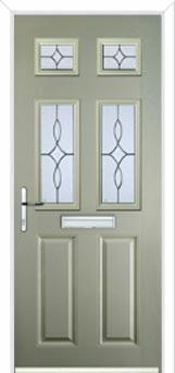 2 Panel 4 Square Flair Composite Front Door in Pebble Grey