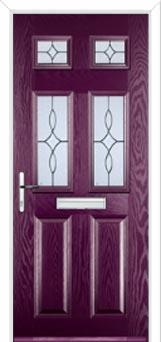 2 Panel 4 Square Flair Composite Front Door in Purple Violet