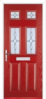 2 Panel 4 Square Flair Composite Front Door in Red