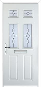 2 Panel 4 Square Flair Composite Front Door in White
