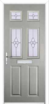 2 Panel 4 Square Finesse Composite Front Door in Agate Grey