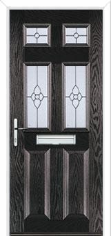 2 Panel 4 Square Finesse Composite Front Door in Black Brown