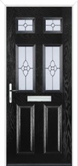 2 Panel 4 Square Finesse Composite Front Door in Black
