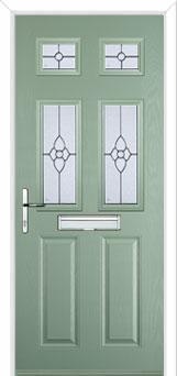2 Panel 4 Square Finesse Composite Front Door in Chartwell Green