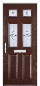 2 Panel 4 Square Finesse Composite Front Door in Darkwood