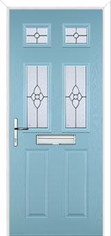 2 Panel 4 Square Finesse Composite Front Door in Duck Egg Blue