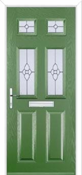 2 Panel 4 Square Finesse Composite Front Door in Fern Green