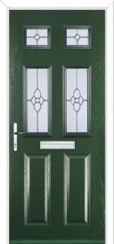 2 Panel 4 Square Finesse Composite Front Door in Green