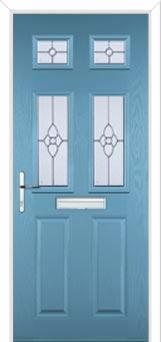2 Panel 4 Square Finesse Composite Front Door in Pastel Blue