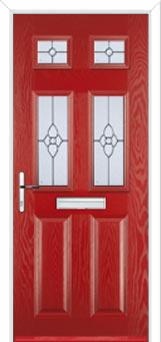 2 Panel 4 Square Finesse Composite Front Door in Red